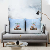 Yorkshire Terrier Dog Christmas Pillow Cover with Peace Love Joy Quote and Santa Hat Puppies in Snowy Winter Scene - Wonder Print Shop