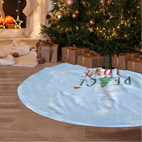 Yorkshire Terrier Dog Christmas Tree Skirt with Peace Love Joy Quote and Santa Hat Puppies in Snowy Winter Scene - Wonder Print Shop