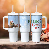Yorkshire Terrier Dog Christmas Tumbler With Handle with Peace Love Joy Quote and Santa Hat Puppies in Snowy Winter Scene - Wonder Print Shop