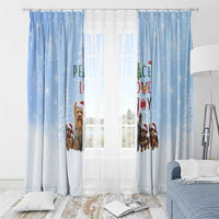 Yorkshire Terrier Dog Christmas Window Curtain with Peace Love Joy Quote and Santa Hat Puppies in Snowy Winter Scene - Wonder Print Shop