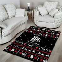 Viking Christmas Area Rug with Fa La La La La Valhalla Quote and Longship Nordic Pattern - Wonder Print Shop