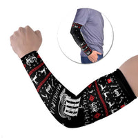 Viking Christmas Arm Sleeves with Fa La La La La Valhalla Quote and Longship Nordic Pattern - Wonder Print Shop
