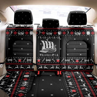 Viking Christmas Back Car Seat Cover with Fa La La La La Valhalla Quote and Longship Nordic Pattern - Wonder Print Shop