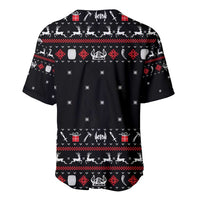 Viking Christmas Baseball Jersey with Fa La La La La Valhalla Quote and Longship Nordic Pattern - Wonder Print Shop