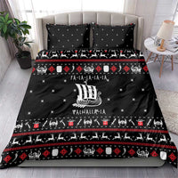 Viking Christmas Bedding Set with Fa La La La La Valhalla Quote and Longship Nordic Pattern - Wonder Print Shop