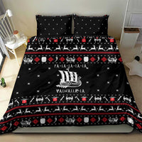 Viking Christmas Bedding Set with Fa La La La La Valhalla Quote and Longship Nordic Pattern - Wonder Print Shop