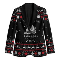 Viking Christmas Blazer with Fa La La La La Valhalla Quote and Longship Nordic Pattern - Wonder Print Shop