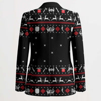 Viking Christmas Blazer with Fa La La La La Valhalla Quote and Longship Nordic Pattern - Wonder Print Shop