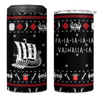 Viking Christmas 4 in 1 Can Cooler Tumbler with Fa La La La La Valhalla Quote and Longship Nordic Pattern - Wonder Print Shop