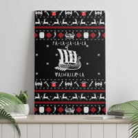 Viking Christmas Canvas Wall Art with Fa La La La La Valhalla Quote and Longship Nordic Pattern - Wonder Print Shop
