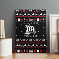Viking Christmas Canvas Wall Art with Fa La La La La Valhalla Quote and Longship Nordic Pattern - Wonder Print Shop