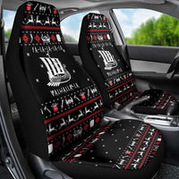 Viking Christmas Car Seat Cover with Fa La La La La Valhalla Quote and Longship Nordic Pattern - Wonder Print Shop
