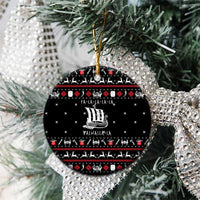 Viking Christmas Ceramic Ornament with Fa La La La La Valhalla Quote and Longship Nordic Pattern - Wonder Print Shop