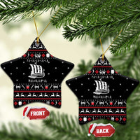 Viking Christmas Ceramic Ornament with Fa La La La La Valhalla Quote and Longship Nordic Pattern - Wonder Print Shop