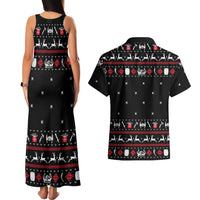 Viking Christmas Couples Matching Tank Maxi Dress and Hawaiian Shirt with Fa La La La La Valhalla Quote and Longship Nordic Pattern - Wonder Print Shop