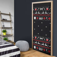 Viking Christmas Door Cover with Fa La La La La Valhalla Quote and Longship Nordic Pattern - Wonder Print Shop