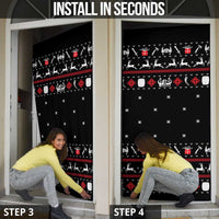 Viking Christmas Door Cover with Fa La La La La Valhalla Quote and Longship Nordic Pattern - Wonder Print Shop