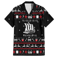 Viking Christmas Family Matching Long Sleeve Bodycon Dress and Hawaiian Shirt with Fa La La La La Valhalla Quote and Longship Nordic Pattern - Wonder Print Shop