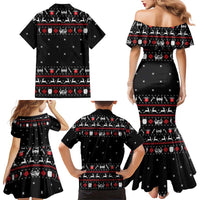 Viking Christmas Family Matching Mermaid Dress and Hawaiian Shirt with Fa La La La La Valhalla Quote and Longship Nordic Pattern - Wonder Print Shop
