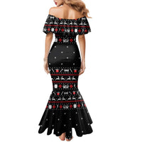 Viking Christmas Family Matching Mermaid Dress and Hawaiian Shirt with Fa La La La La Valhalla Quote and Longship Nordic Pattern - Wonder Print Shop