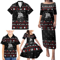 Viking Christmas Family Matching Puletasi and Hawaiian Shirt with Fa La La La La Valhalla Quote and Longship Nordic Pattern - Wonder Print Shop
