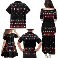 Viking Christmas Family Matching Puletasi and Hawaiian Shirt with Fa La La La La Valhalla Quote and Longship Nordic Pattern - Wonder Print Shop