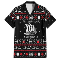 Viking Christmas Family Matching Short Sleeve Bodycon Dress and Hawaiian Shirt with Fa La La La La Valhalla Quote and Longship Nordic Pattern - Wonder Print Shop