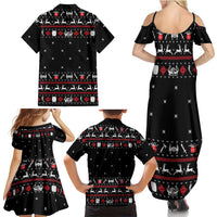 Viking Christmas Family Matching Summer Maxi Dress and Hawaiian Shirt with Fa La La La La Valhalla Quote and Longship Nordic Pattern - Wonder Print Shop