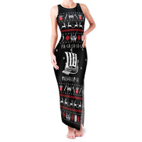 Viking Christmas Family Matching Tank Maxi Dress and Hawaiian Shirt with Fa La La La La Valhalla Quote and Longship Nordic Pattern - Wonder Print Shop