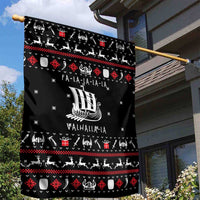 Viking Christmas Garden Flag with Fa La La La La Valhalla Quote and Longship Nordic Pattern - Wonder Print Shop