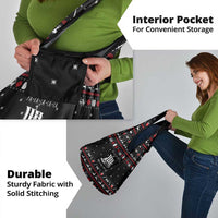 Viking Christmas Grocery Bag with Fa La La La La Valhalla Quote and Longship Nordic Pattern - Wonder Print Shop