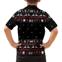 Viking Christmas Kid Hawaiian Shirt with Fa La La La La Valhalla Quote and Longship Nordic Pattern - Wonder Print Shop