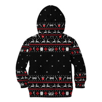 Viking Christmas Kid Hoodie with Fa La La La La Valhalla Quote and Longship Nordic Pattern - Wonder Print Shop