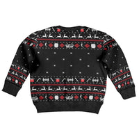 Viking Christmas Kid Ugly Christmas Sweater with Fa La La La La Valhalla Quote and Longship Nordic Pattern - Wonder Print Shop