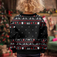 Viking Christmas Kid Ugly Christmas Sweater with Fa La La La La Valhalla Quote and Longship Nordic Pattern - Wonder Print Shop
