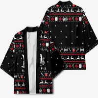 Viking Christmas Kimono with Fa La La La La Valhalla Quote and Longship Nordic Pattern - Wonder Print Shop