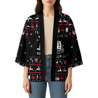 Viking Christmas Kimono with Fa La La La La Valhalla Quote and Longship Nordic Pattern - Wonder Print Shop