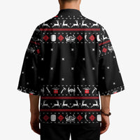 Viking Christmas Kimono with Fa La La La La Valhalla Quote and Longship Nordic Pattern - Wonder Print Shop