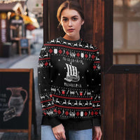 Viking Christmas Ugly Christmas Sweater with Fa La La La La Valhalla Quote and Longship Nordic Pattern - Wonder Print Shop