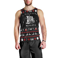 Viking Christmas Men Tank Top with Fa La La La La Valhalla Quote and Longship Nordic Pattern - Wonder Print Shop