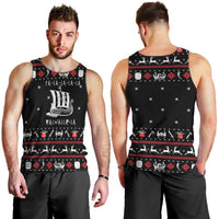 Viking Christmas Men Tank Top with Fa La La La La Valhalla Quote and Longship Nordic Pattern - Wonder Print Shop