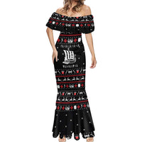 Viking Christmas Mermaid Dress with Fa La La La La Valhalla Quote and Longship Nordic Pattern - Wonder Print Shop