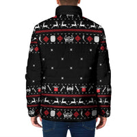 Viking Christmas Padded Jacket with Fa La La La La Valhalla Quote and Longship Nordic Pattern - Wonder Print Shop