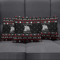 Viking Christmas Pillow Cover with Fa La La La La Valhalla Quote and Longship Nordic Pattern - Wonder Print Shop