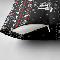 Viking Christmas Pillow Cover with Fa La La La La Valhalla Quote and Longship Nordic Pattern - Wonder Print Shop