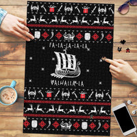 Viking Christmas Puzzle with Fa La La La La Valhalla Quote and Longship Nordic Pattern - Wonder Print Shop