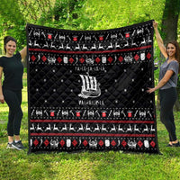 Viking Christmas Quilt with Fa La La La La Valhalla Quote and Longship Nordic Pattern - Wonder Print Shop