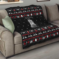 Viking Christmas Quilt with Fa La La La La Valhalla Quote and Longship Nordic Pattern - Wonder Print Shop