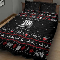 Viking Christmas Quilt Bed Set with Fa La La La La Valhalla Quote and Longship Nordic Pattern - Wonder Print Shop