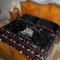 Viking Christmas Quilt Bed Set with Fa La La La La Valhalla Quote and Longship Nordic Pattern - Wonder Print Shop